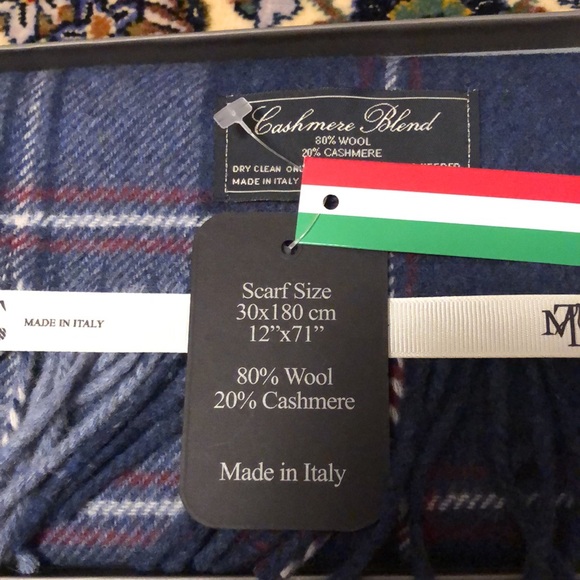 Linea Emmeti Cashmere Blend Plaid Scarf Made in Italy - Picture 2 of 4